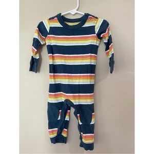 Tea Baby Boy Blue Stripe One Piece Long Sleeve Outfit Size 9-12